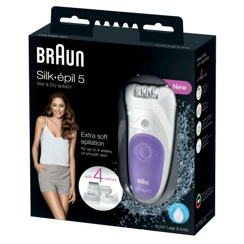 Braun Silk-épil 5-541 Wet & Dry 28 pinzas Lila, Blanco
