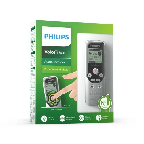 Philips DVT1250 dictáfono Memoria interna y tarjeta de memoria