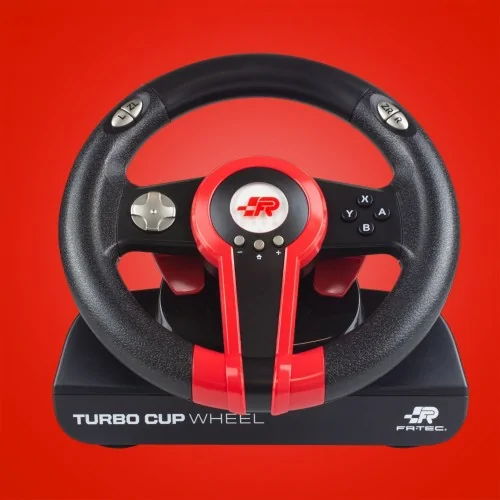 FR-TEC Turbo cup Negro, Rojo Volante + Pedales Nintendo Switch, Nintendo Switch Lite, PC