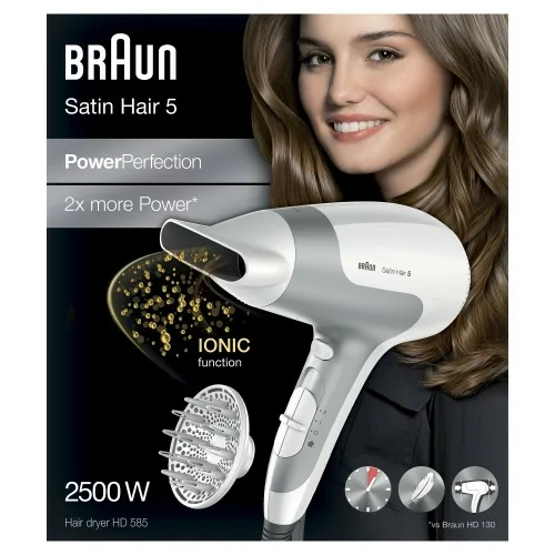 Braun Satin Hair 5 HD 585 2500 W Blanco, Plata