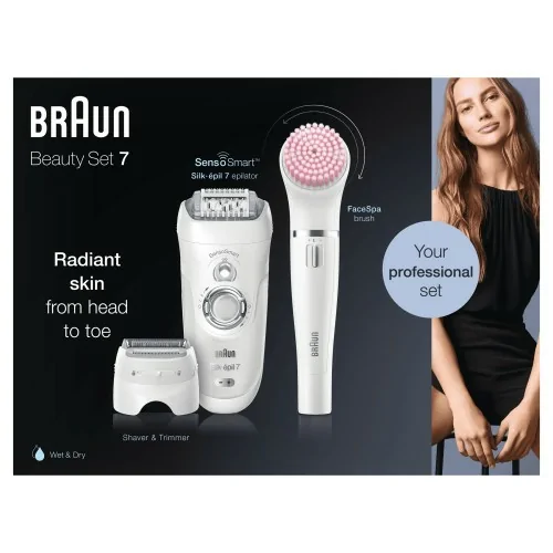 Braun Silk-épil 7 875 Beauty Set 40 pinzas Blanco, Plata