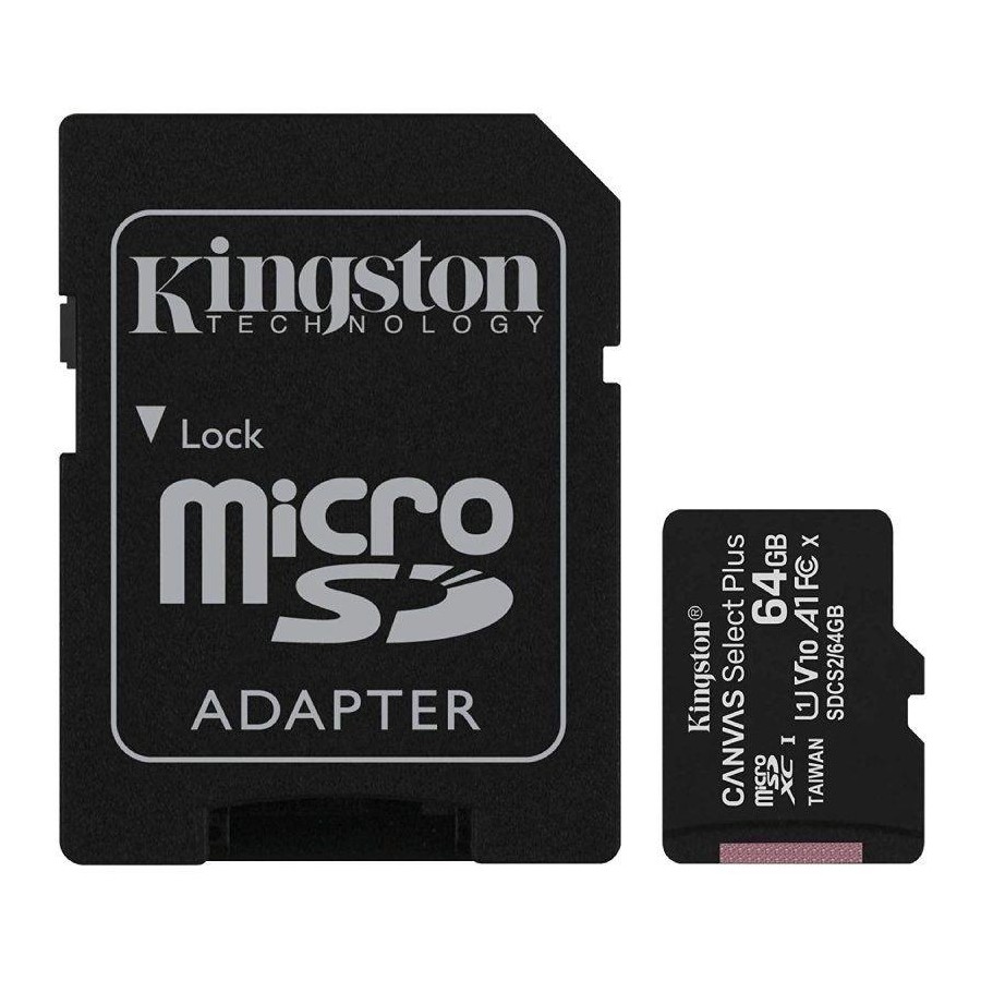 TARJETA MICROSD HC 64GB ADAPTADOR CANVAS SELECT PLUS CLASE 10 KINGSTON