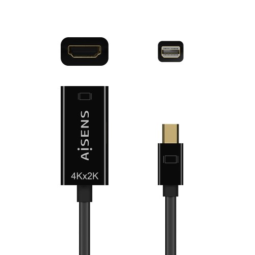 AISENS Conversor Mini DP V1.2 a HDMI V1.4 4K@30Hz, MDP M-HDMI A H, Negro, 15CM