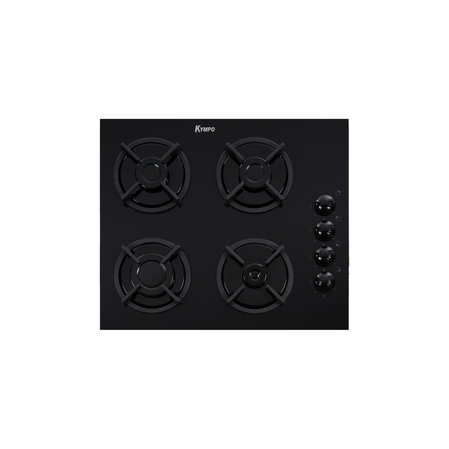 PLACA DE GAS KYMPO ESO111ASFGBC 4F CRISTAL NEGRO