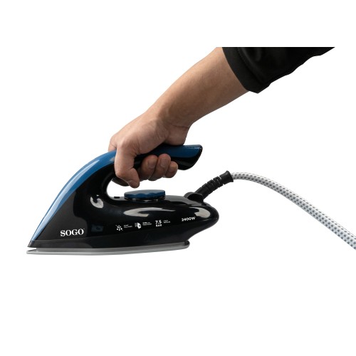 Sogo PLA-SS-6400 plancha Plancha vapor-seco Suela de cerámica 2400 W Negro, Azul