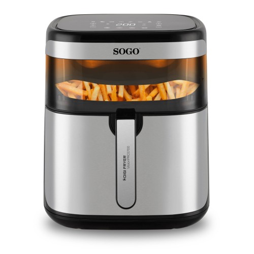 Sogo FRE-SS-10905 freidora Sencillo 10 L Independiente 1700 W Freidora de aire caliente Negro, Plata