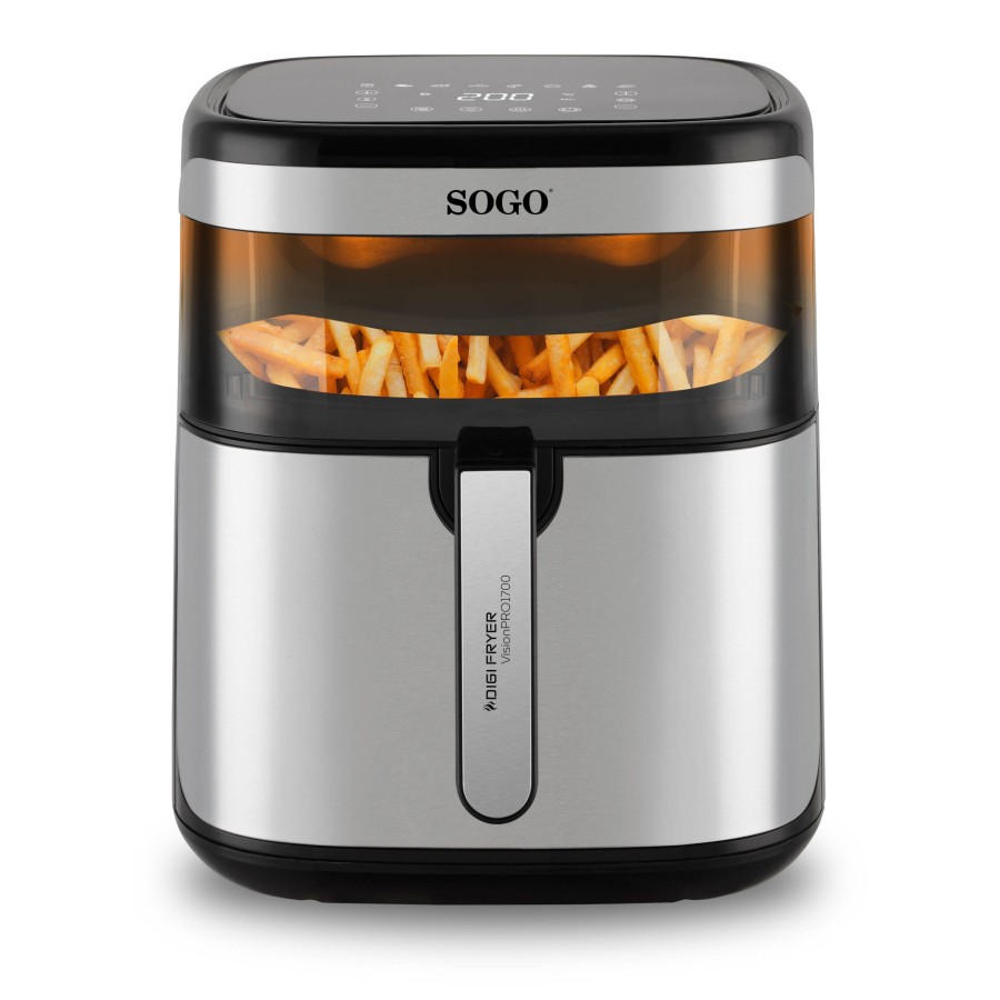Sogo FRE-SS-10905 freidora Sencillo 10 L Independiente 1700 W Freidora de aire caliente Negro, Plata