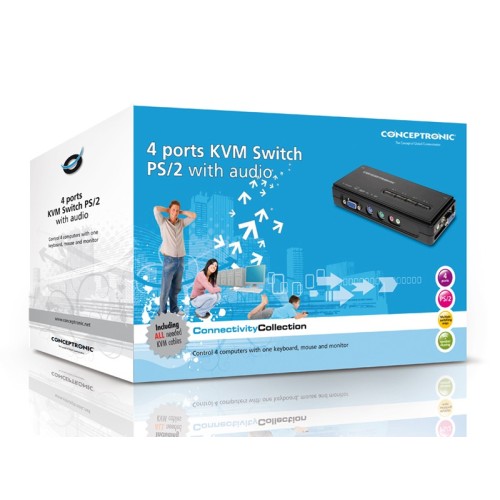 Conceptronic 4 puertos PS2 KVM Switch con audio Conceptronic 4 puertos PS2 KVM Switch con audio