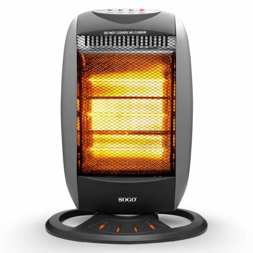 Sogo CAL-SS-18223 calefactor eléctrico Interior Negro, Gris 1200 W Calefactor eléctrico halógeno