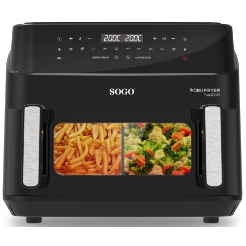 Sogo FRE-SS-10895 freidora Doble 10,5 L Independiente 2600 W Freidora de aire caliente Negro