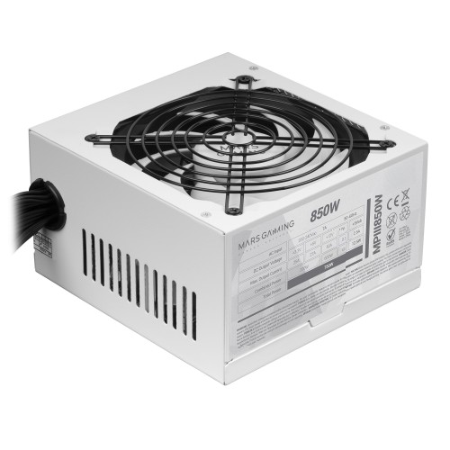 Mars Gaming MPIII850, Fuente Alimentación PC ATX 850W, 5 Años de Garantía, 85% Eficiencia, Sistema Digital APFC, Ventilador FDB