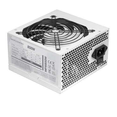 Mars Gaming MPIII850, Fuente Alimentación PC ATX 850W, 5 Años de Garantía, 85% Eficiencia, Sistema Digital APFC, Ventilador FDB