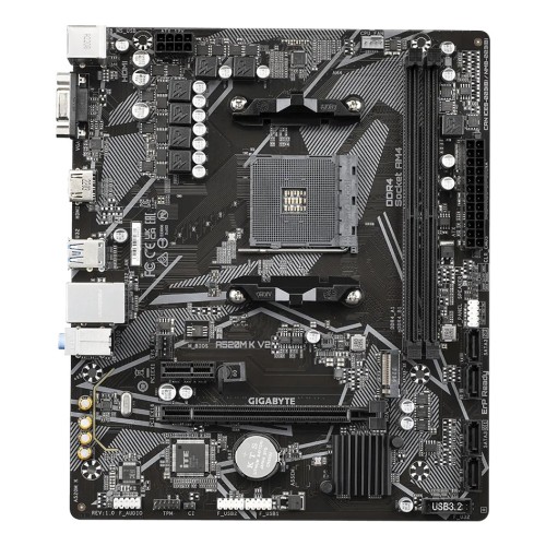 GIGABYTE Placa base A520M K V2 - Compatible con CPUs AMD Ryzen serie 5000 AM4, hasta 5100MHz DDR4 (OC), PCIe Gen3 x4 M.2, LAN