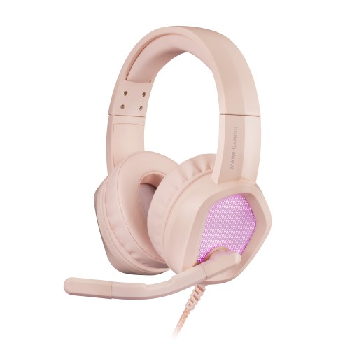 Mars Gaming MH320P Rosa, Auriculares Neodimio RGB Flow, Micrófono y Caja de Control