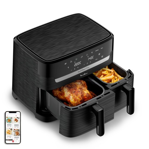 Moulinex Dual Easy Fry EZ901N Doble 8,3 L Independiente 2450 W Freidora de aire caliente Negro
