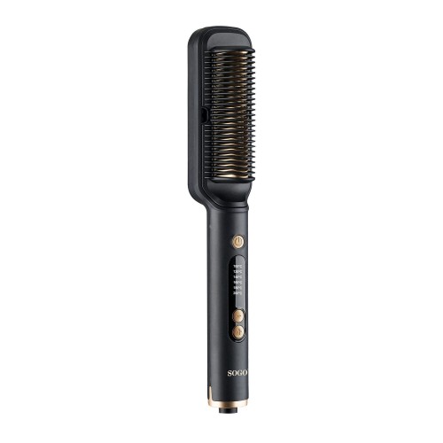 Sogo PPE-SS-3715 Utensilio de peinado Cepillo alisador Caliente Negro 30 W
